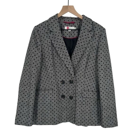 Boden Jackets & Blazers - Boden blazer womens 12 black white plaid polka dot fawcett wool work office